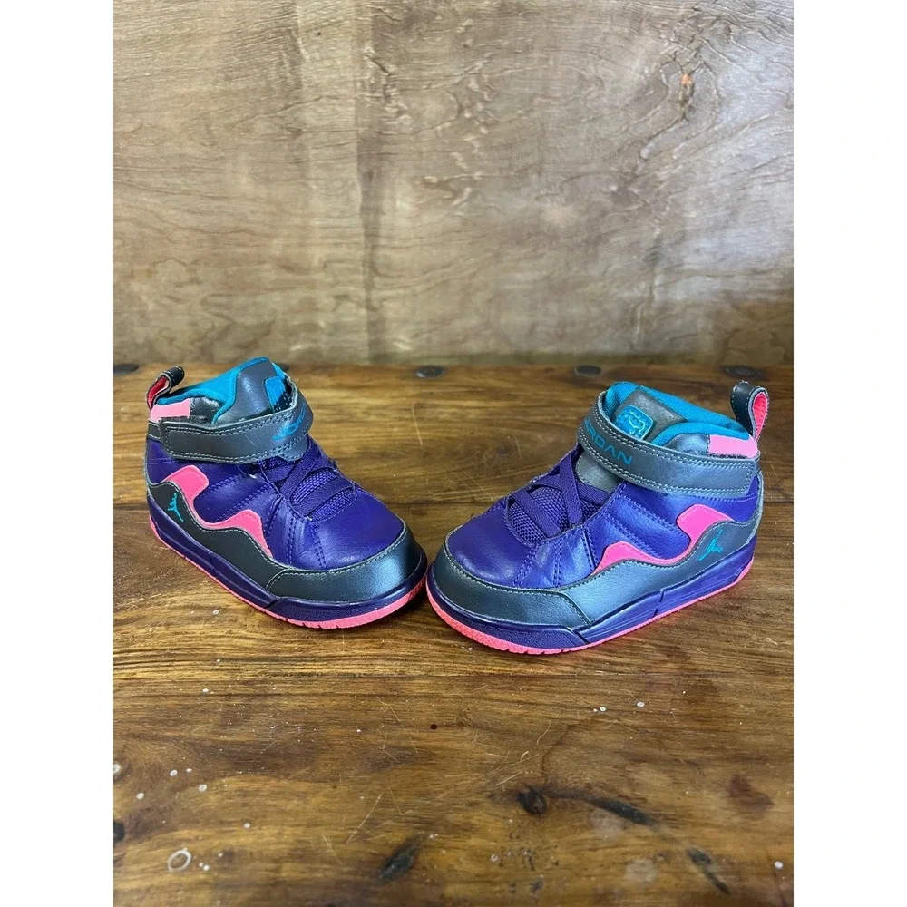 Jordan Toddler Sneaker Bundle Jordan 4 5 Retro Tropical Teal Pink Purple 3 Pairs